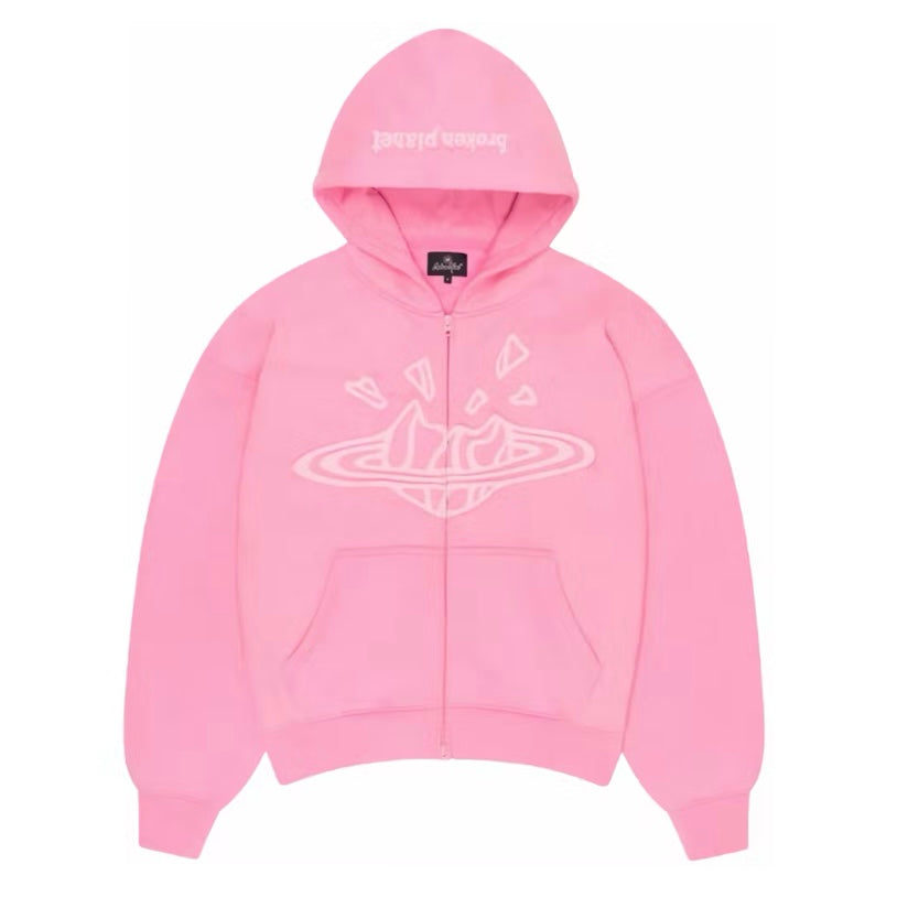 Broken Planet Zip-Up Candy Pink