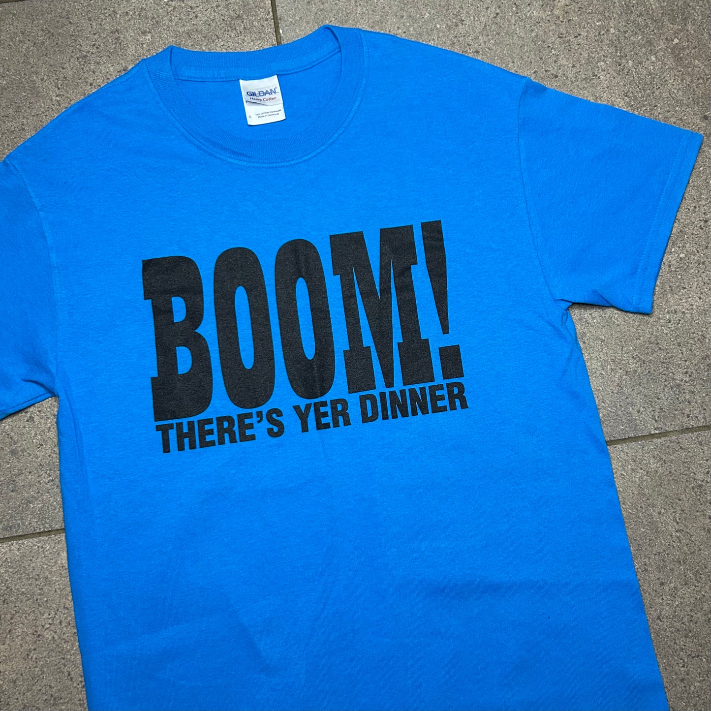 Boom There’s Yer Dinner Tee Royal Blue