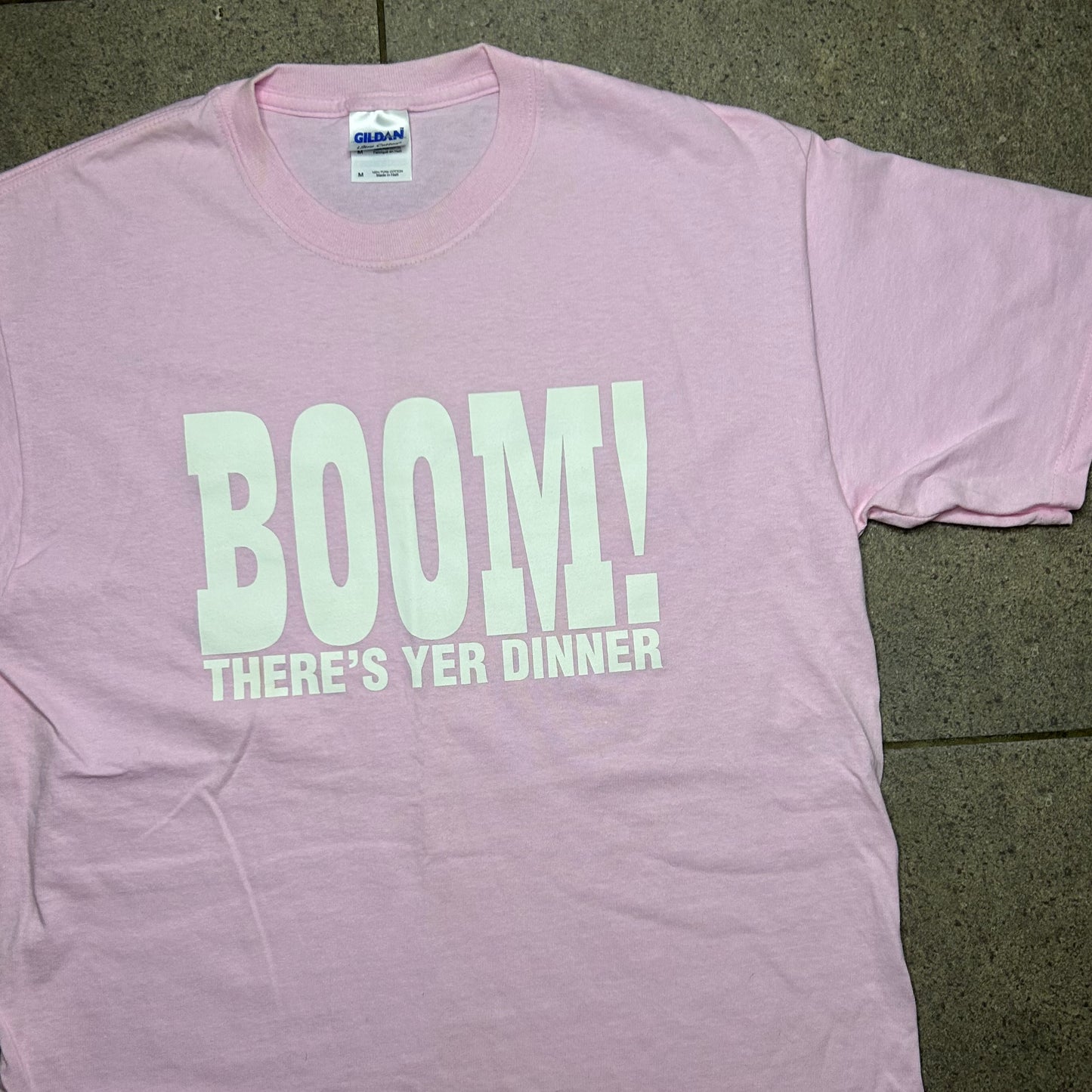 Boom There’s Yer Dinner Tee Pale Pink